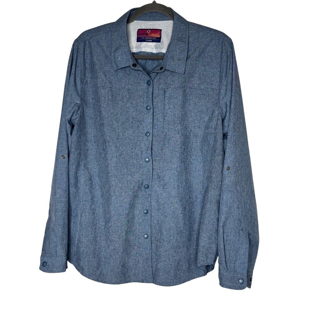 Xcaster Outdoor Mens Snap Button Shirt Sz XL UPF Vented Fishing‎ Lightweight